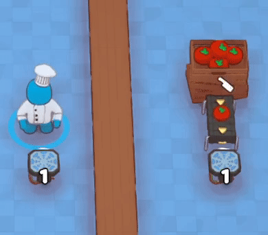 A tomato is teleported back to an inaccessible Teleporter, causing a jam